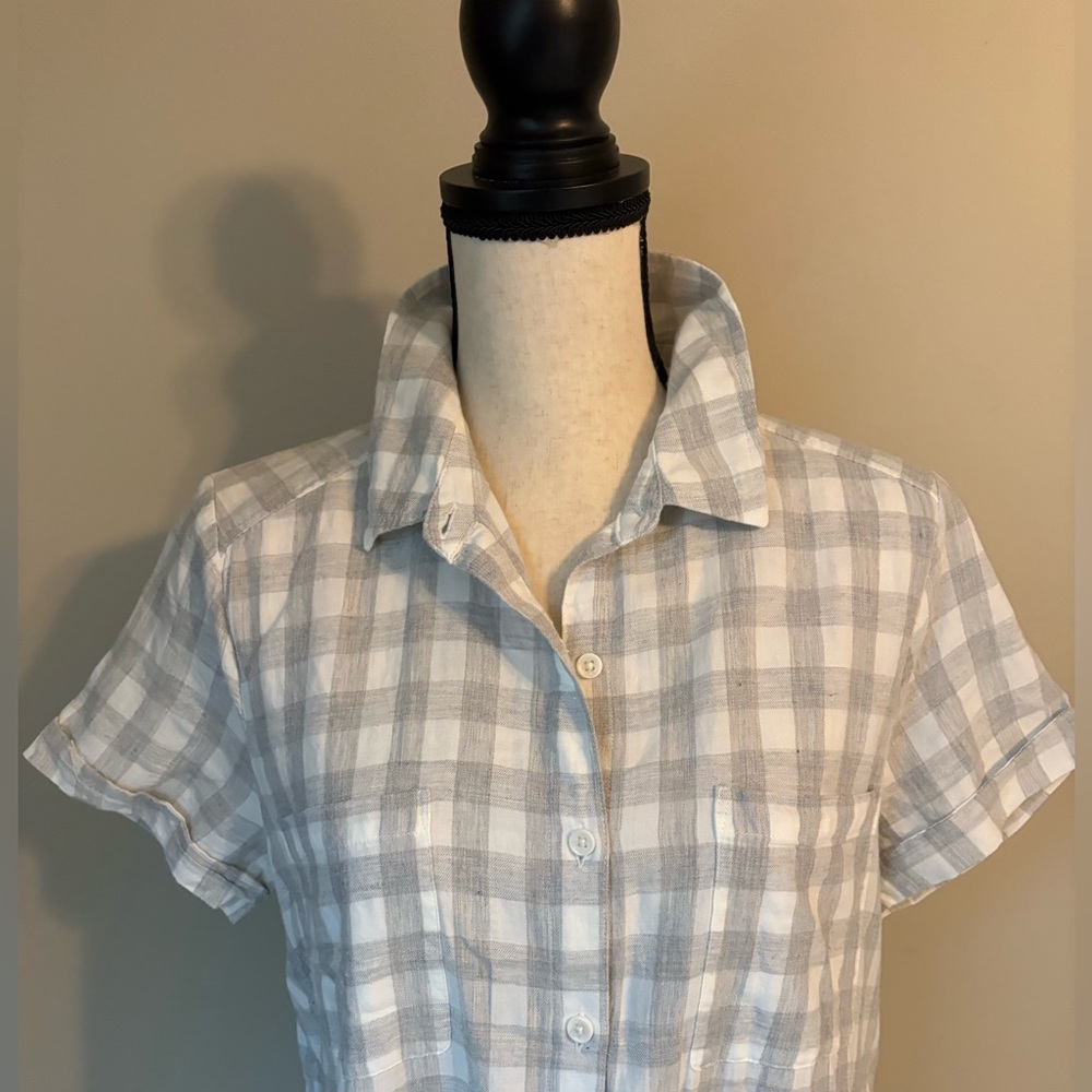 Beach Lunch Lounge Gray and White Gingham Plaid Dress | Women’s Sz M - Picture 5 of 14